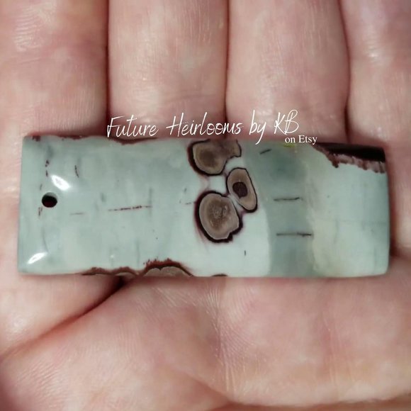 Red and Grey Chohua Jasper * Drilled Cabochon Pendant Stone * 57 x 21.5 x 7.5mm - Picture 1 of 12